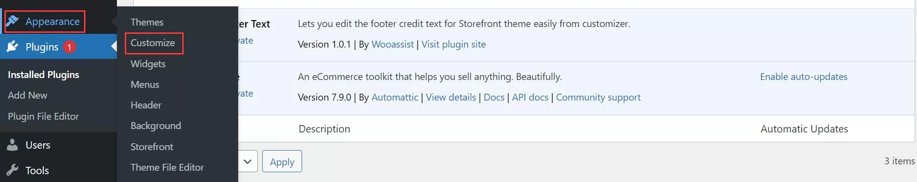 customize storefront footer text